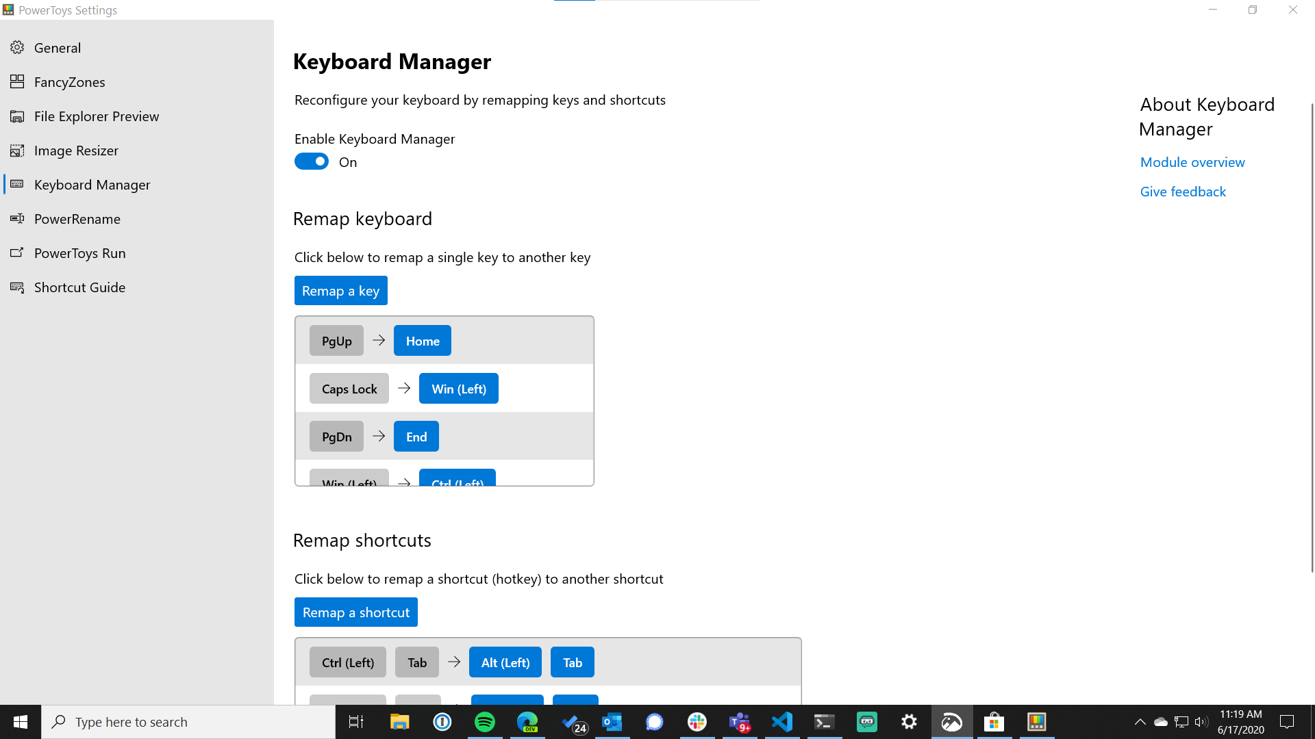 powertoys keyboard manager